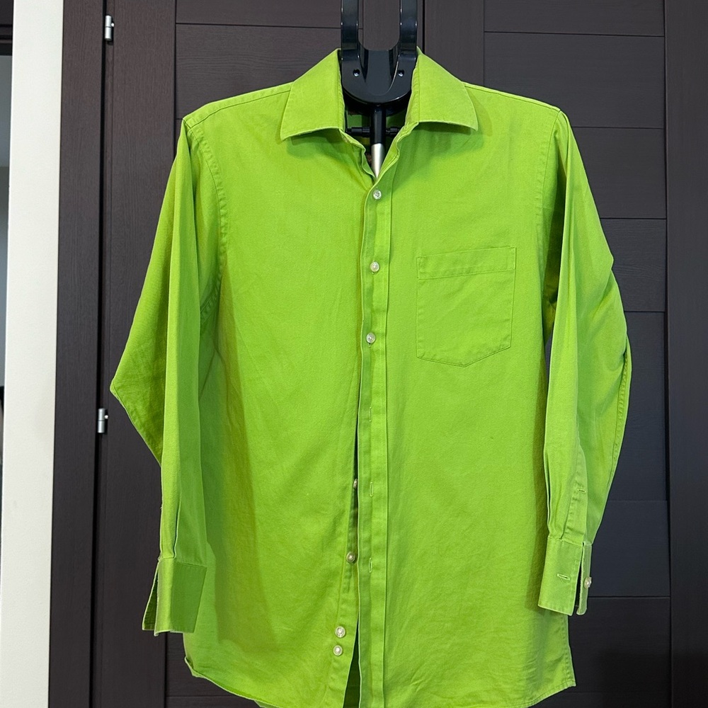 Michael Kors Bright Green Casual Button Down Shirt